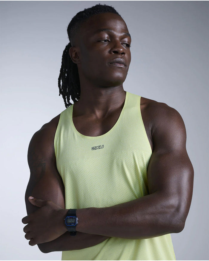 2XU Men's Light Speed Tech Singlet - Cool Matcha/Black Reflective