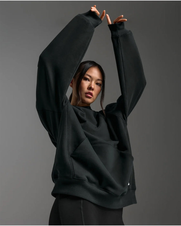 2XU Unisex's EZ Oversized Organic Cotton Hoodie - Black/Black