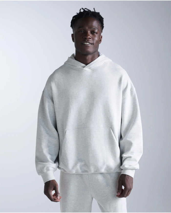 2XU Unisex's EZ Oversized Organic Cotton Hoodie - Grey Marle/Grey Marle