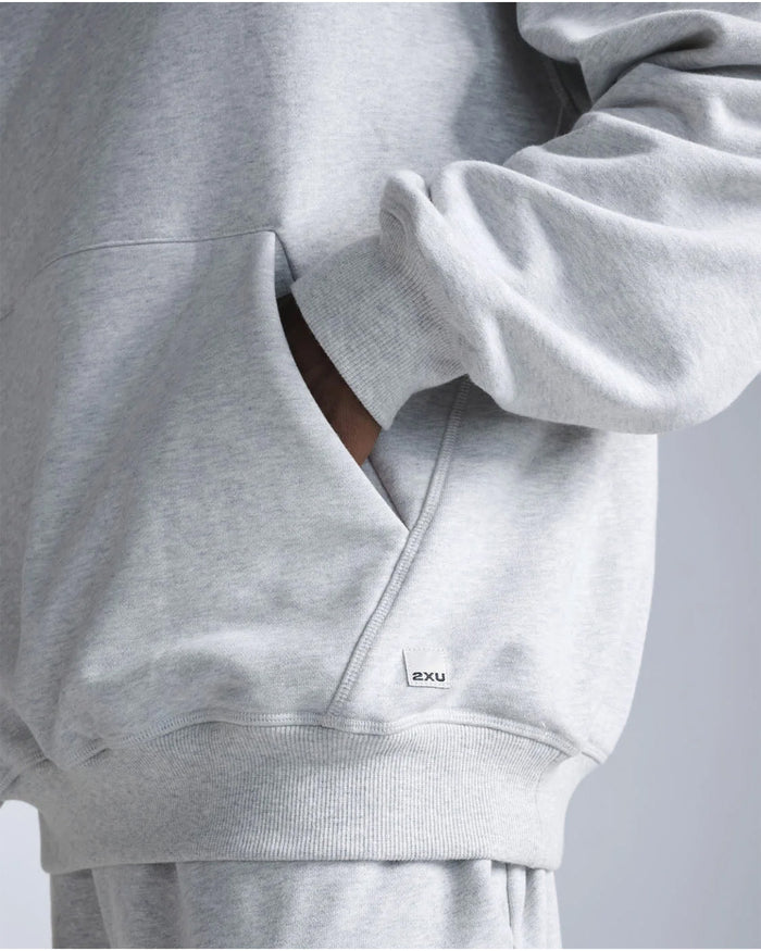 2XU Unisex's EZ Oversized Organic Cotton Hoodie - Grey Marle/Grey Marle