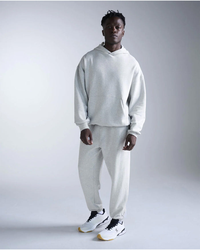 2XU Unisex's EZ Oversized Organic Cotton Hoodie - Grey Marle/Grey Marle