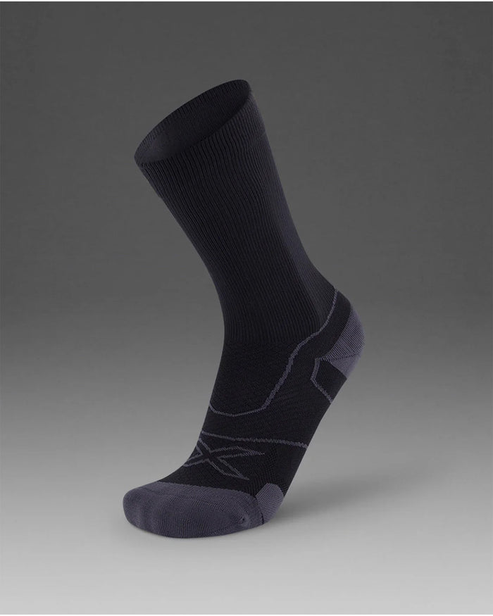 2XU Unisex's Vector Cushion Crew Socks - Black/Titanium