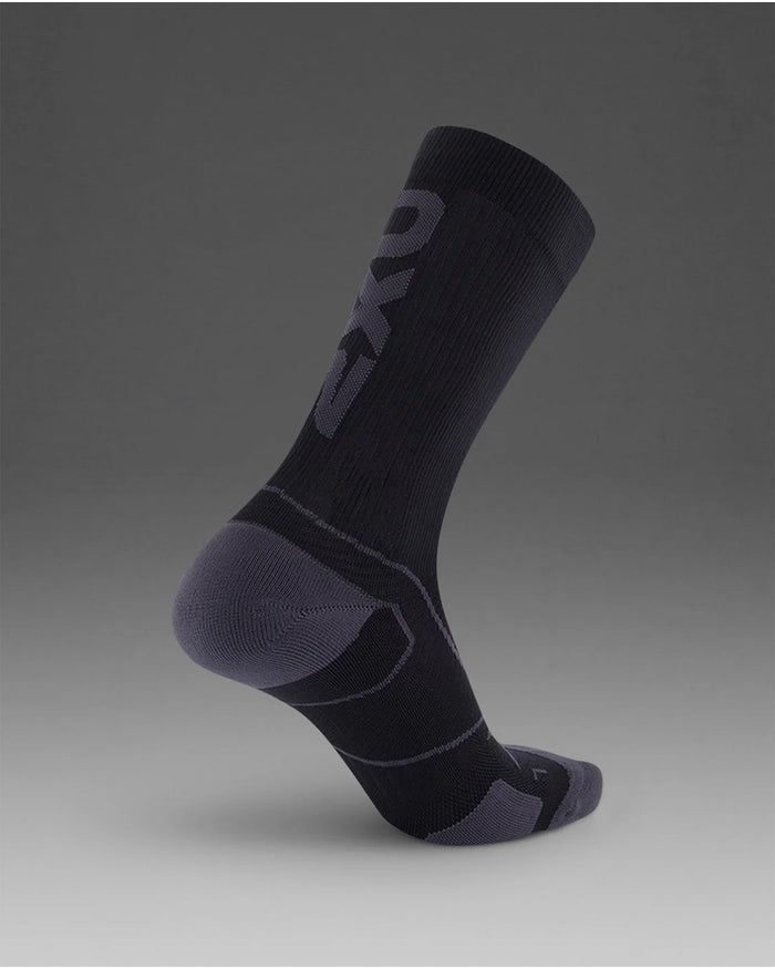 2XU Unisex's Vector Cushion Crew Socks - Black/Titanium