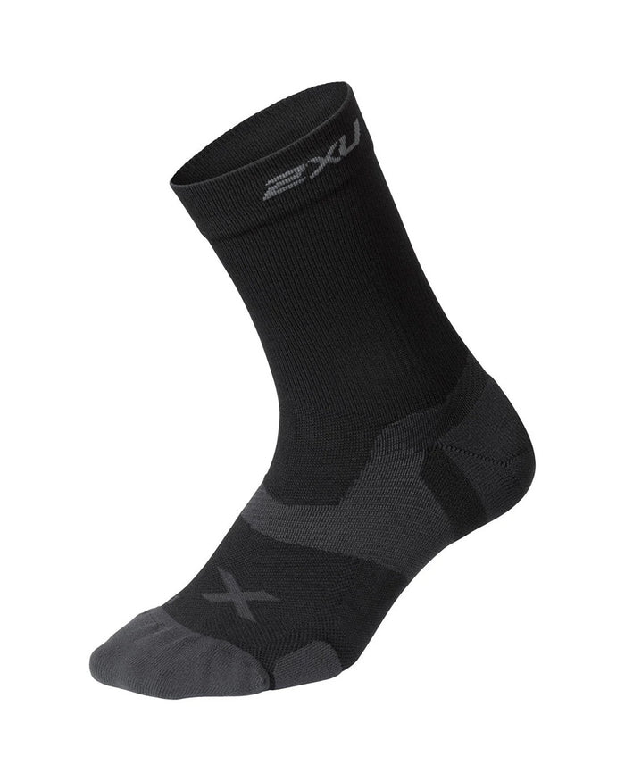 2XU Unisex's Vector Cushion Crew Socks - Black/Titanium