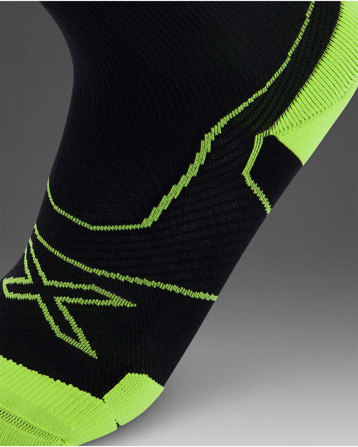 2XU Unisex's Vector Cushion Crew Socks - Black/Volt