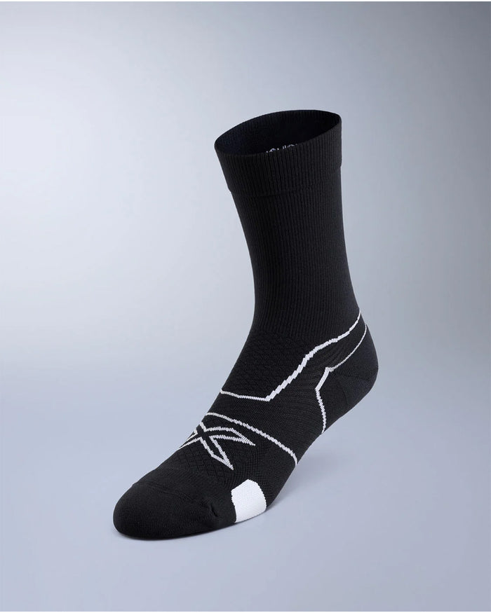 2XU Unisex's Vector Cushion Crew Socks - Black/White