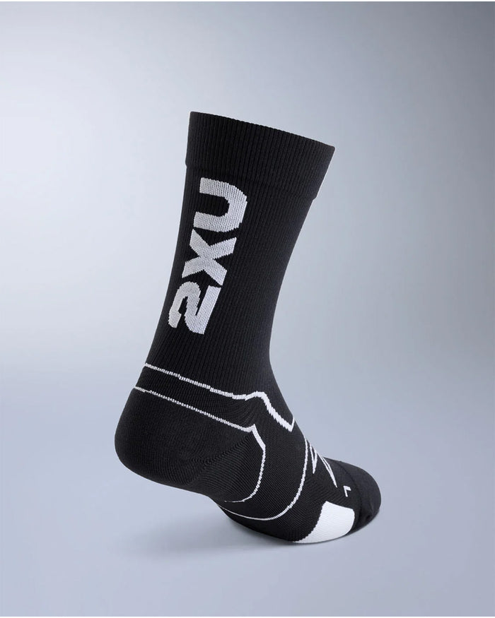 2XU Unisex's Vector Cushion Crew Socks - Black/White