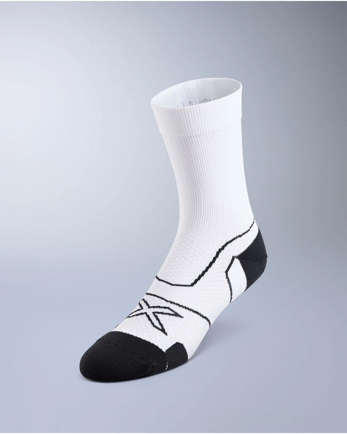 2XU Unisex's Vector Cushion Crew Socks - White/Black