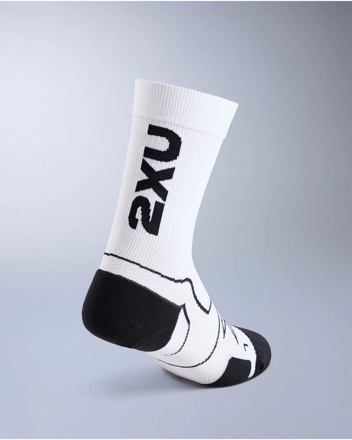 2XU Unisex's Vector Cushion Crew Socks - White/Black