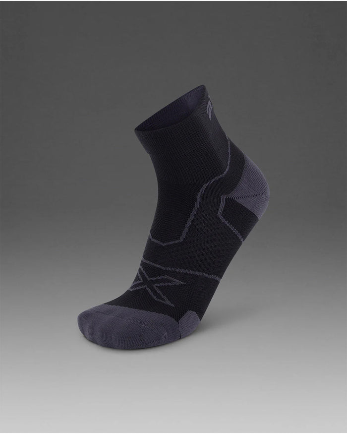 2XU Unisex's Vectr Cushion 1/4 Crew Compression Socks - Black/Titanium