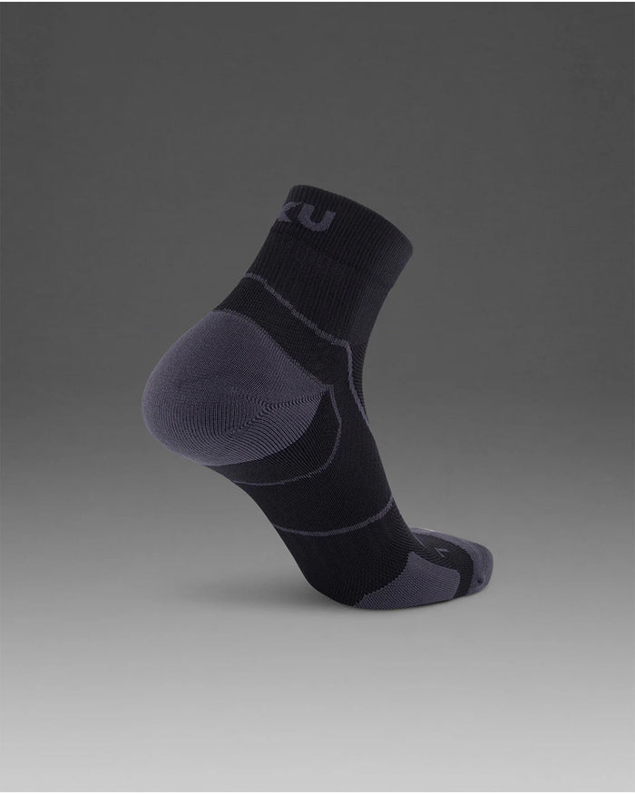 2XU Unisex's Vectr Cushion 1/4 Crew Compression Socks - Black/Titanium