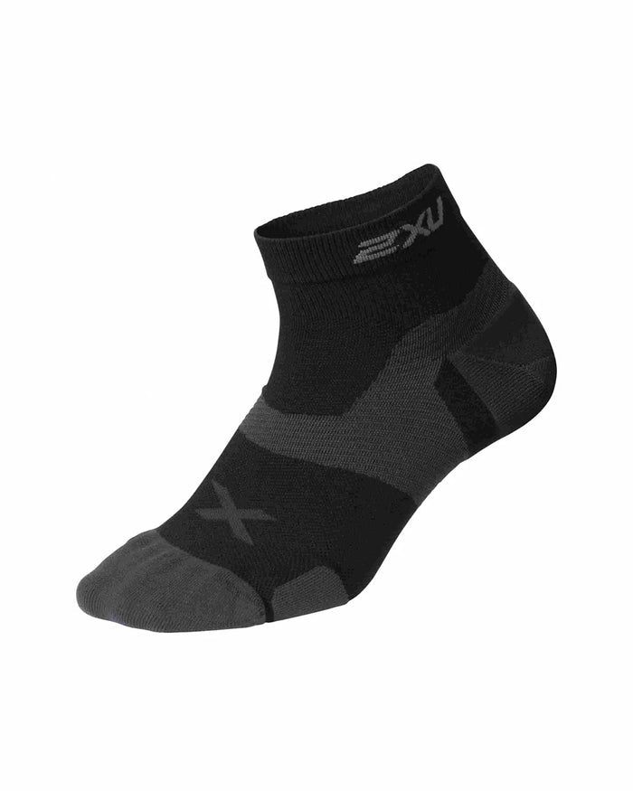 2XU Unisex's Vectr Cushion 1/4 Crew Compression Socks - Black/Titanium