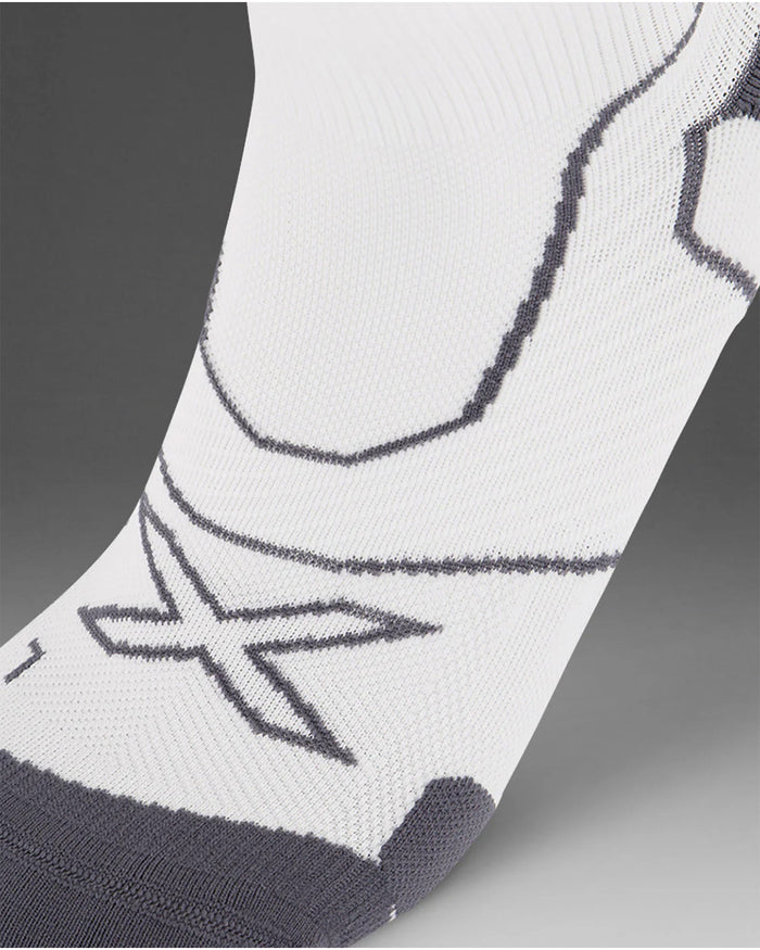 2XU Unisex's Vectr Cushion 1/4 Crew Compression Socks - White/Grey