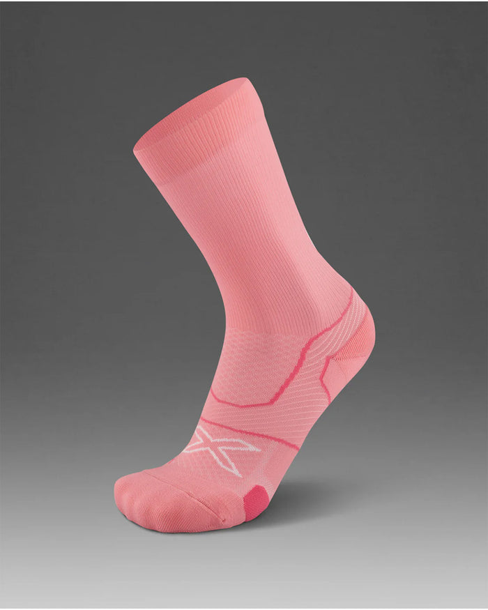 2XU Unisex's Vectr Cushion Crew Socks - Pink Glow/White