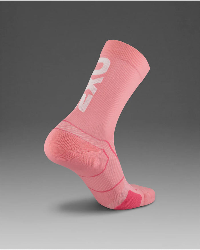 2XU Unisex's Vectr Cushion Crew Socks - Pink Glow/White