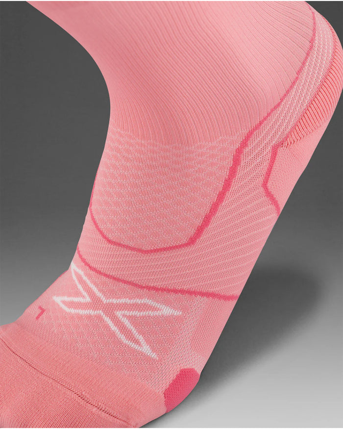 2XU Unisex's Vectr Cushion Crew Socks - Pink Glow/White