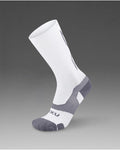 2XU Unisex's Vectr Light Cushion Crew Socks - White/Grey