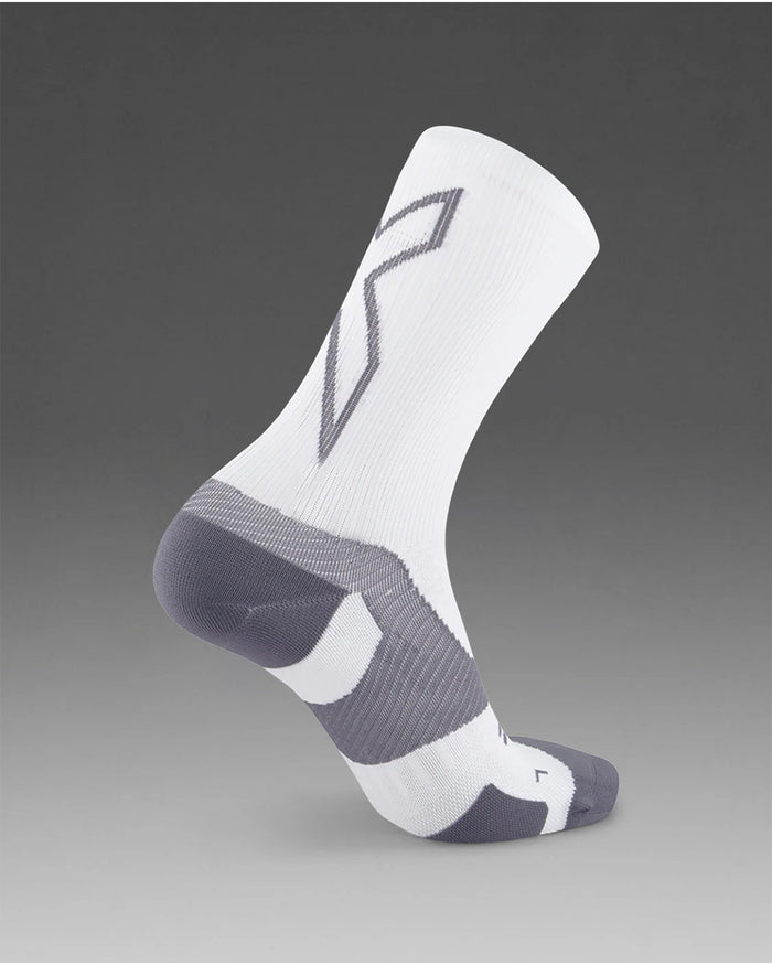 2XU Unisex's Vectr Light Cushion Crew Socks - White/Grey