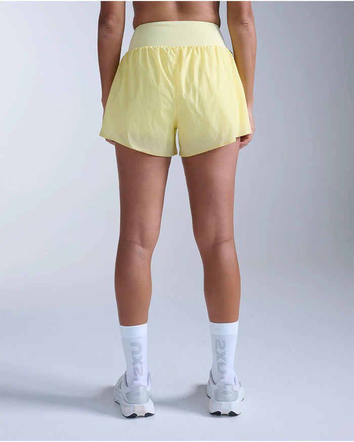 2XU Women's Aero Hi-Rise 2in1 3inch Shorts - Lemon Ice/Lemon Reflective