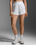 2XU Women's Aero Hi-Rise 4 Inch Shorts - White/Silver Reflective