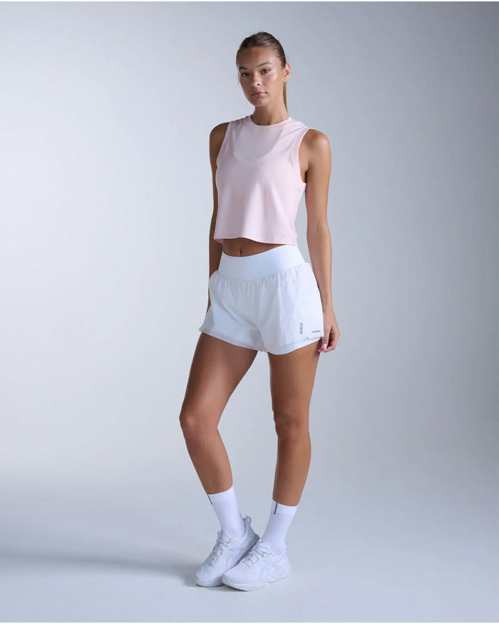 2XU Women's Aero Mesh Crop Tank - Pink Frost/Pink Reflective