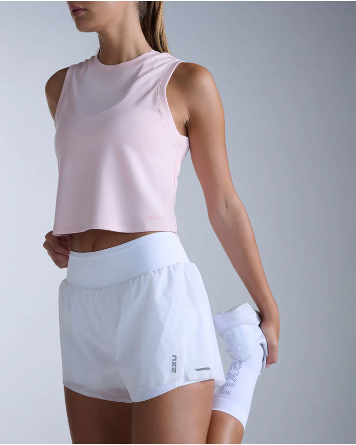 2XU Women's Aero Mesh Crop Tank - Pink Frost/Pink Reflective