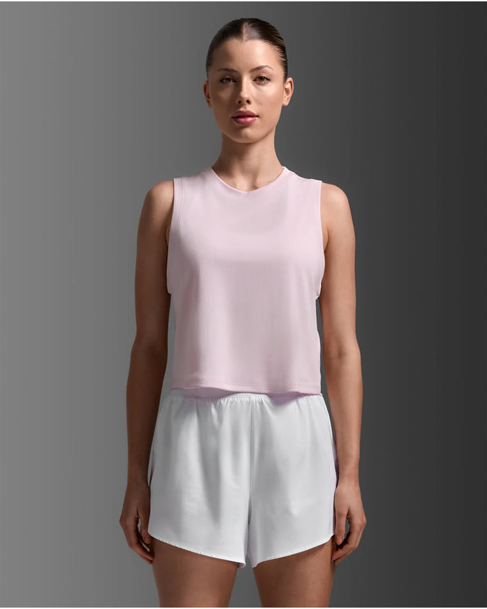 2XU Women's Aero Mesh Crop Tank - Pink Frost/Pink Reflective