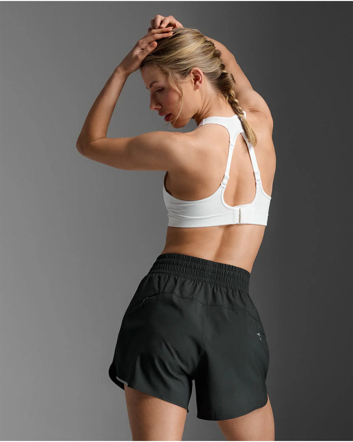 2XU Women's Aero Mesh Medium Impact Bra - White/Silver Reflective