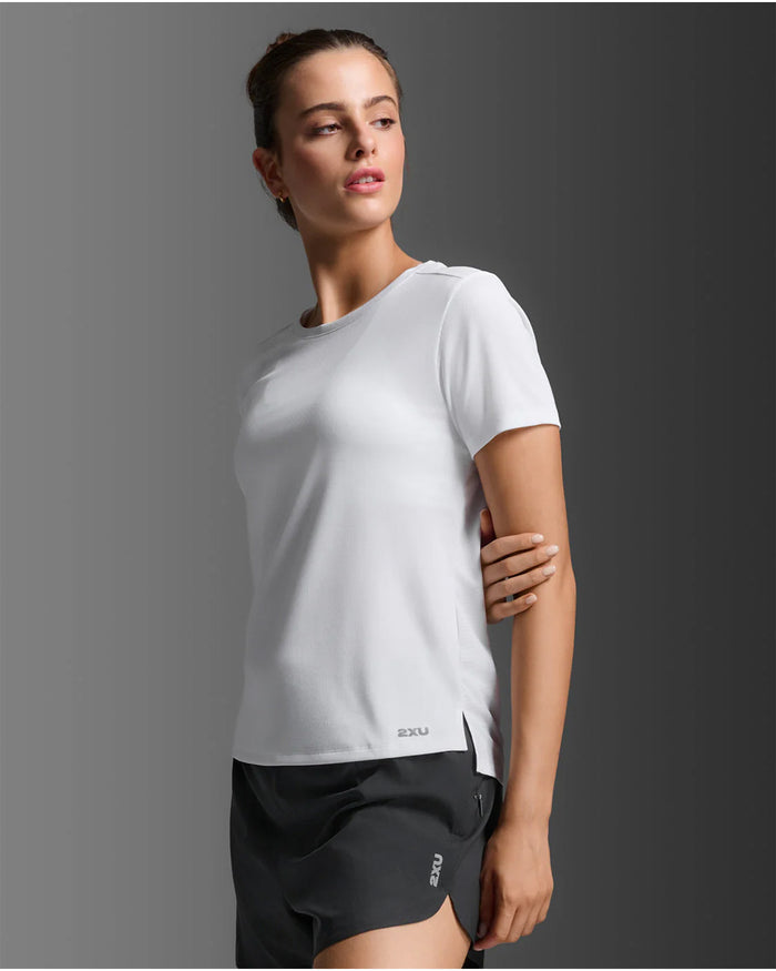 2XU Women's Aero Mesh Tee - White/Silver Reflective