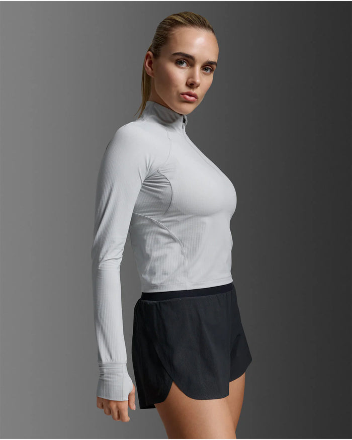 2XU Women's Aero Waffle 1/2 Zip - Harbor Mist/Silver Reflective