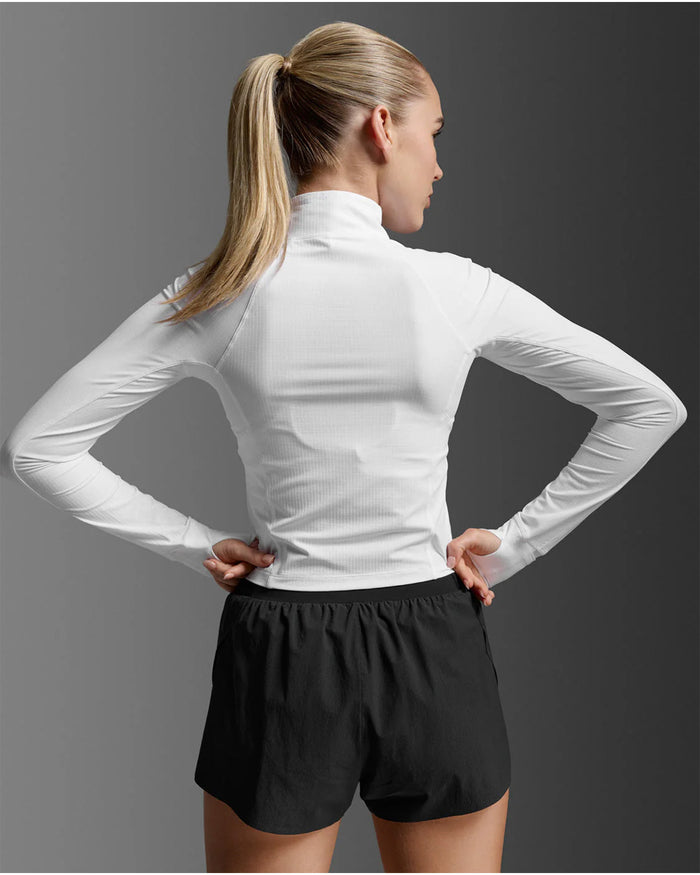 2XU Women's Aero Waffle 1/2 Zip - White/White Reflective