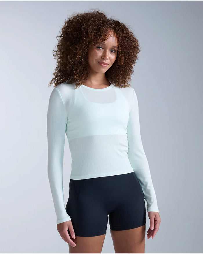2XU Women's Fluid Modal Ribbed Long Sleeve - Mint Dust/White