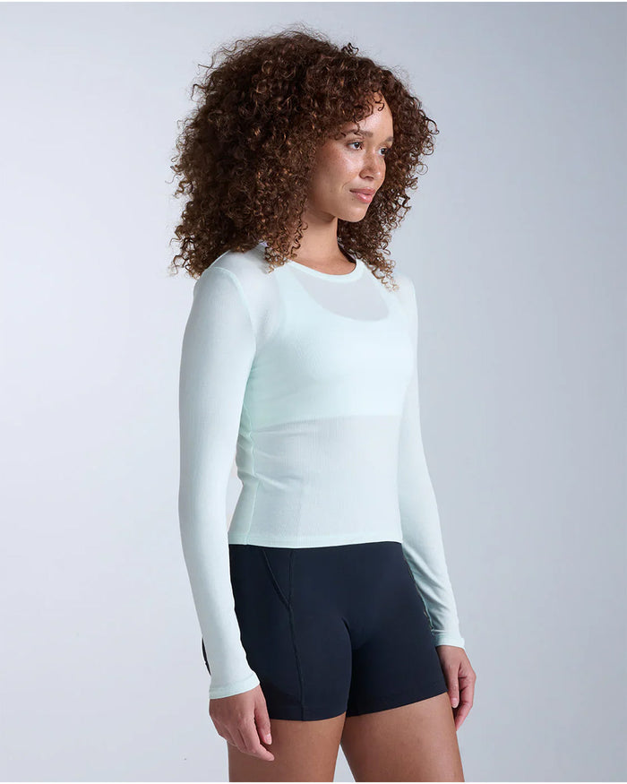 2XU Women's Fluid Modal Ribbed Long Sleeve - Mint Dust/White