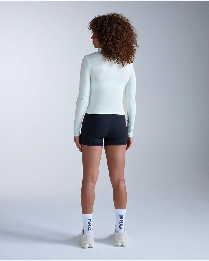2XU Women's Fluid Modal Ribbed Long Sleeve - Mint Dust/White