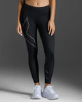 2XU Women's Light Speed Compression Mid-Rise Tights - Black/ Black Reflective