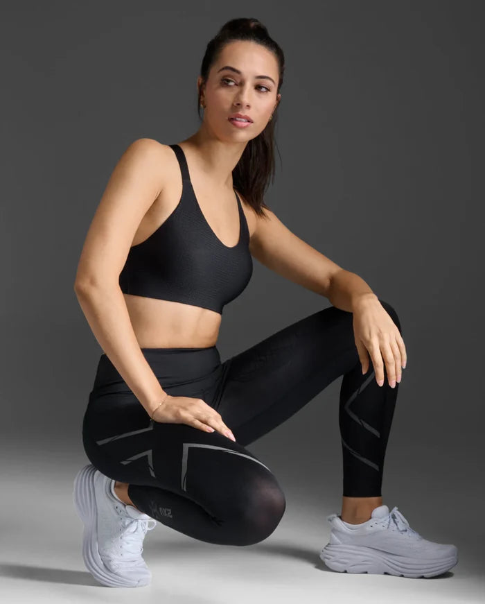 2XU Women's Light Speed Compression Mid-Rise Tights - Black/ Black Reflective