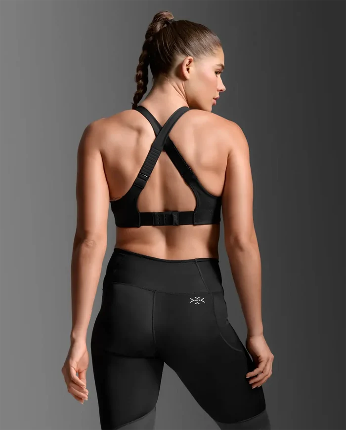 2XU Women's Light Speed High Impact Bra - Black/Silver Reflective