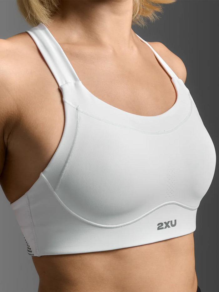2XU Women's Light Speed High Impact Bra - White/Silver Reflective