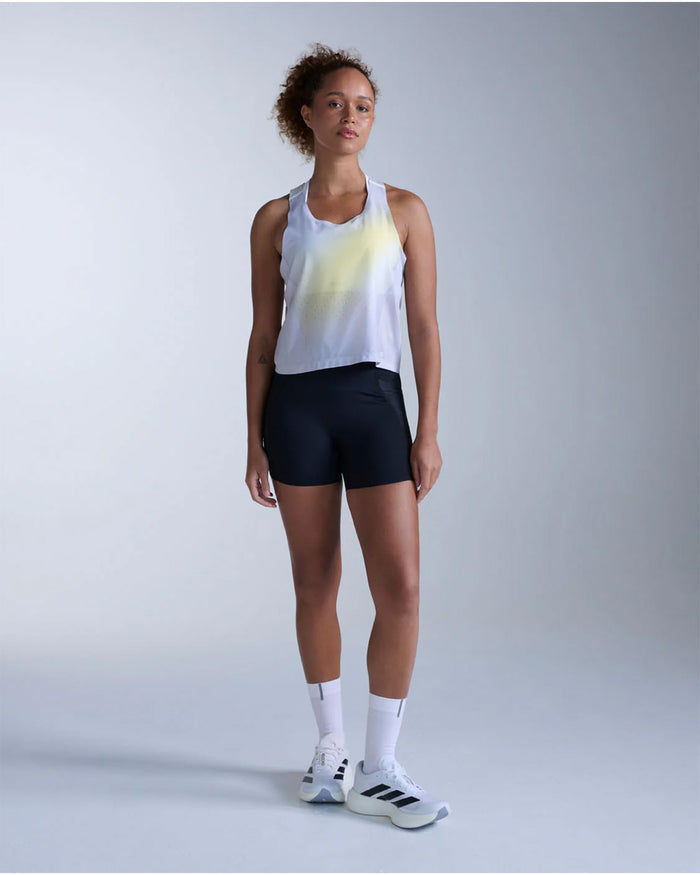 2XU Women's Light Speed React Crop Singlet - Lemon Mist/White Reflective