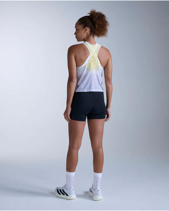 2XU Women's Light Speed React Crop Singlet - Lemon Mist/White Reflective