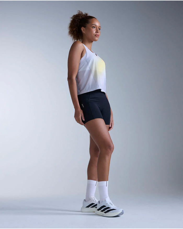 2XU Women's Light Speed React Crop Singlet - Lemon Mist/White Reflective