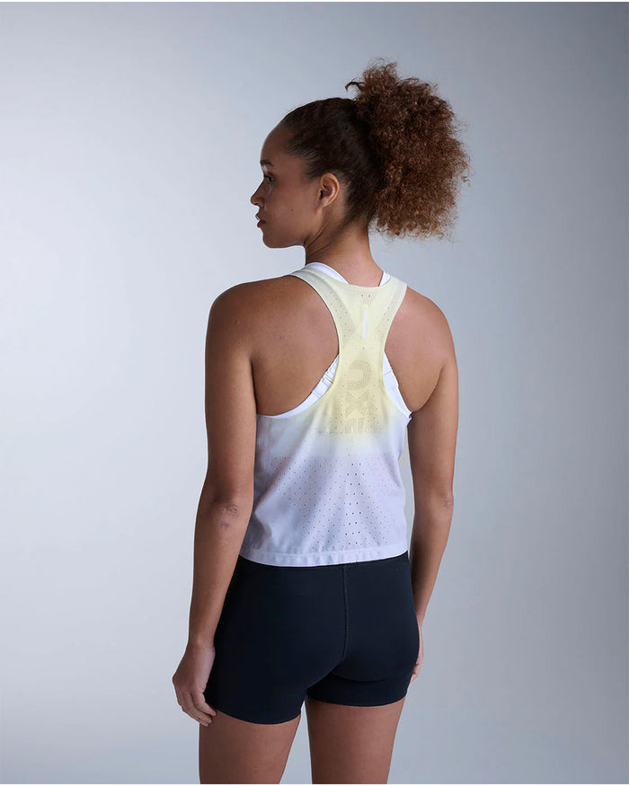 2XU Women's Light Speed React Crop Singlet - Lemon Mist/White Reflective