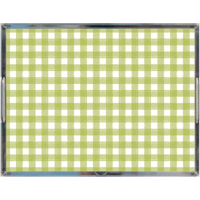 Acrylic Tray - Gingham Green