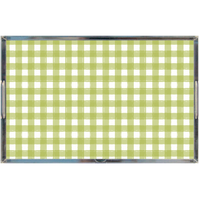 Acrylic Tray - Gingham Green