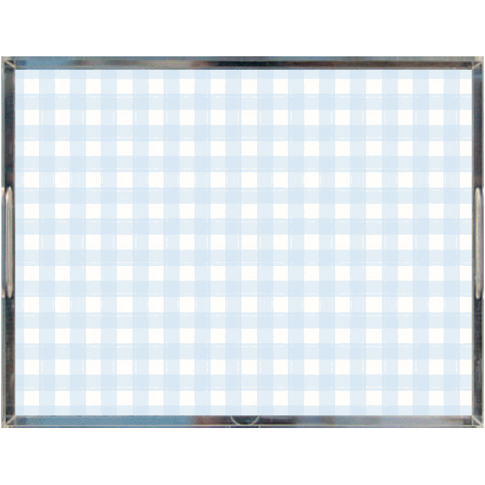 Acrylic Tray - Gingham Light Blue