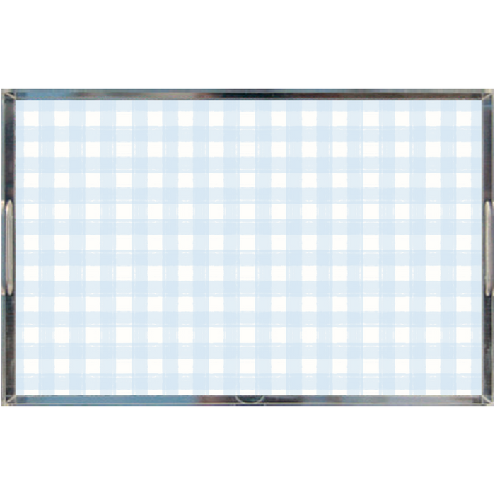 Acrylic Tray - Gingham Light Blue