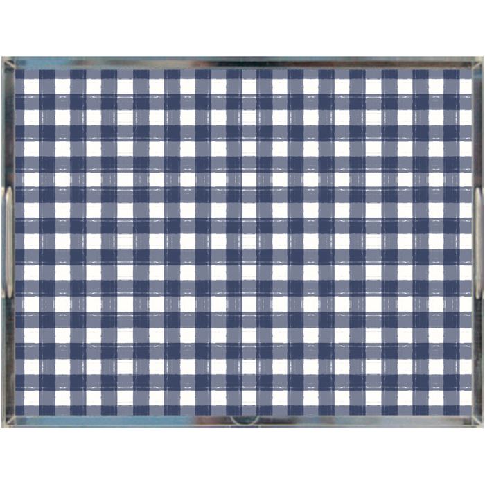 Acrylic Tray - Gingham Navy