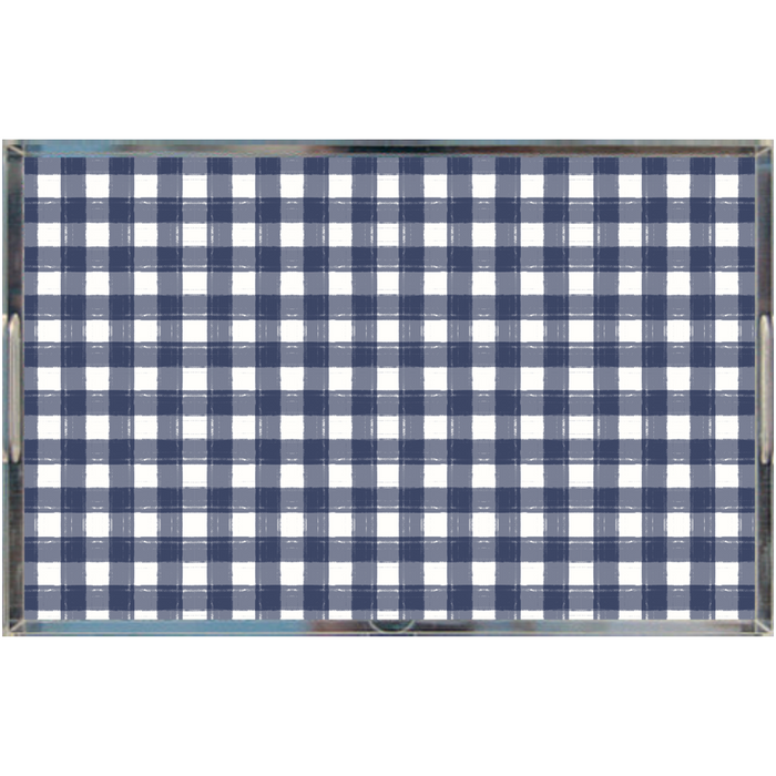 Acrylic Tray - Gingham Navy