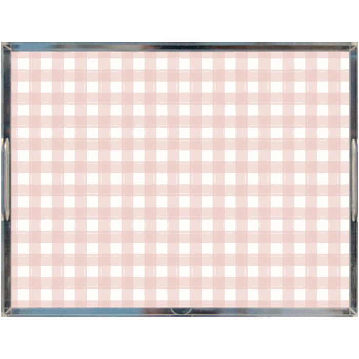 Acrylic Tray - Gingham Pink