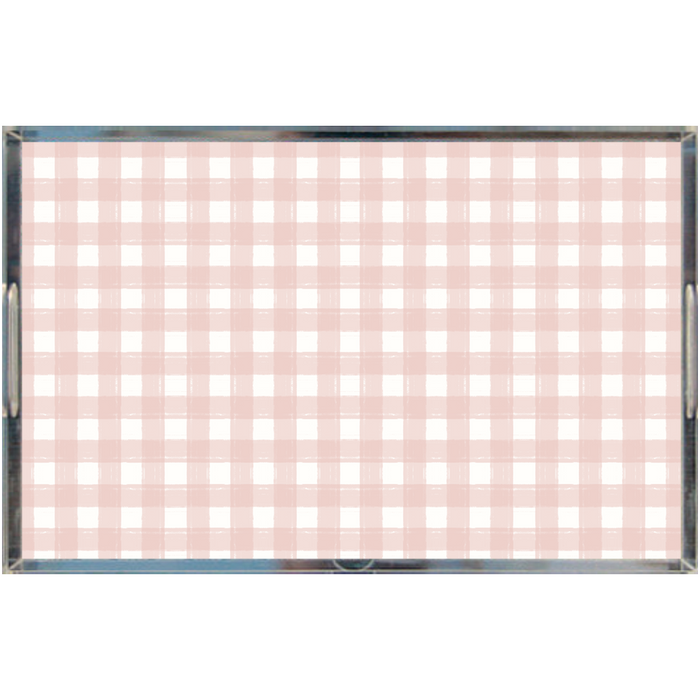 Acrylic Tray - Gingham Pink